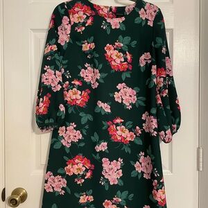 Ann Taylor Green Dress with Pink Floral Pattern